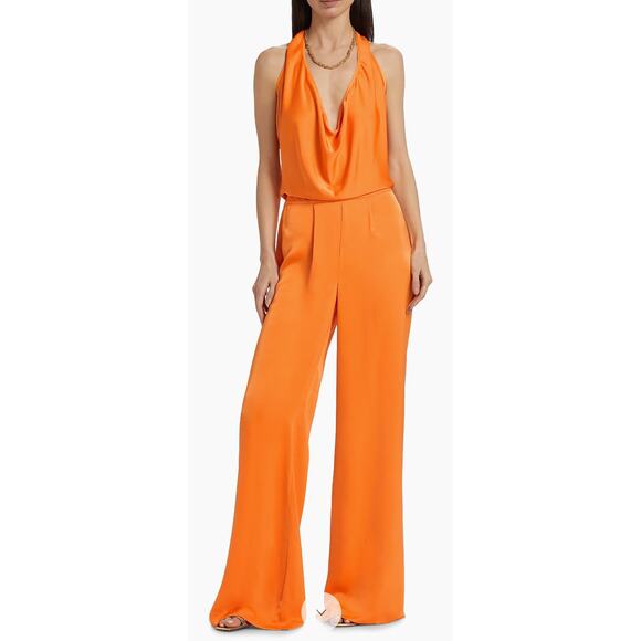 NWT RAMY BROOK HARRIET SATIN HALTER JUMPSUIT SZ 2 - Picture 1 of 7